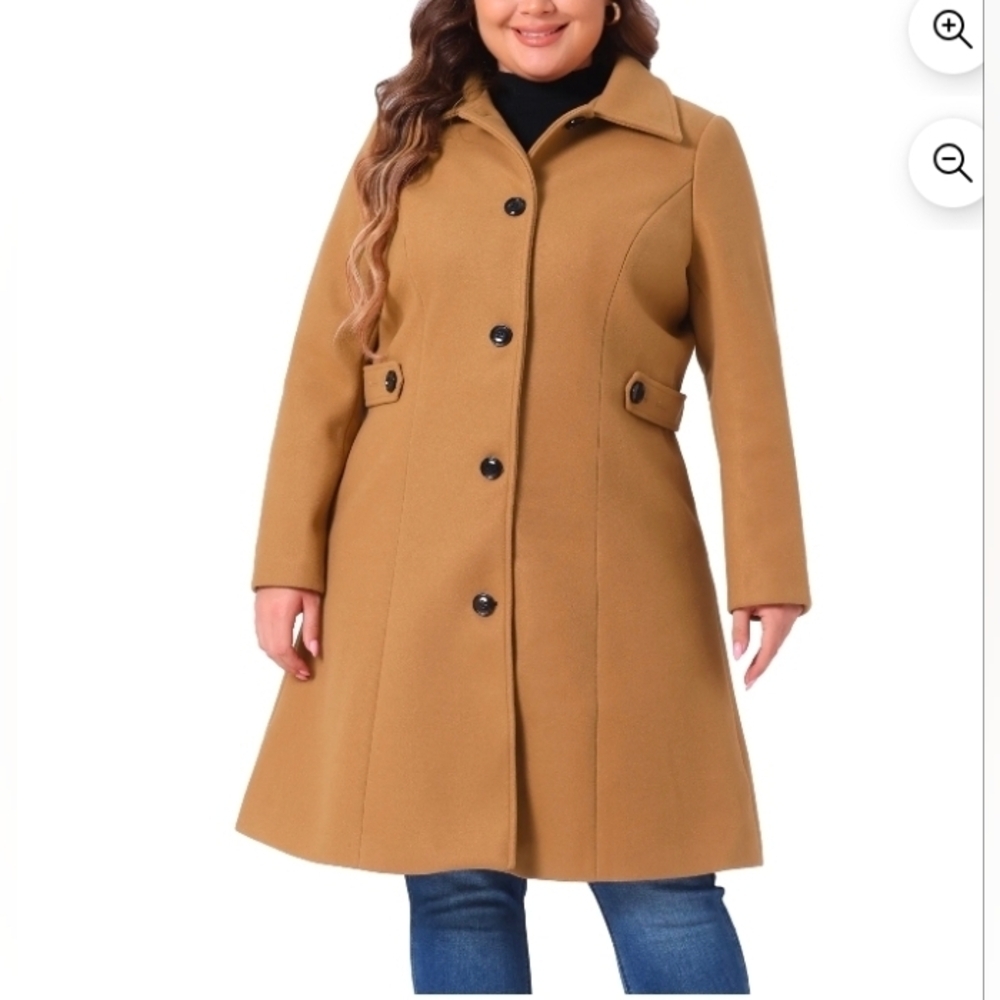 Agnes Orinda Women's Plus Size Winter Coats Single Breasted Jackets Long Trench